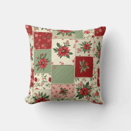 ファンタジーな花柄のヴィンテージクリスマスキルト柄 クッション