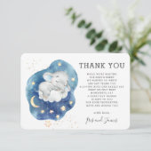 ファンタジーな象のきらきら小星お産祝い サンキューカード (スタンド正面)