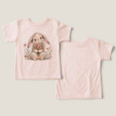 ファンタジーな赤ちゃんうさぎの花柄の女の子用ギフト (デザイン正面&裏面)