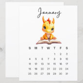 ファンタジーな赤ちゃんドラゴンのアートプリント 1月  (正面/裏面)