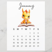 ファンタジーな赤ちゃんドラゴンのアートプリント 1月  (正面)