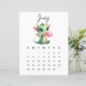ファンタジーな赤ちゃんドラゴンのアートプリント 7月 (スタンド正面)