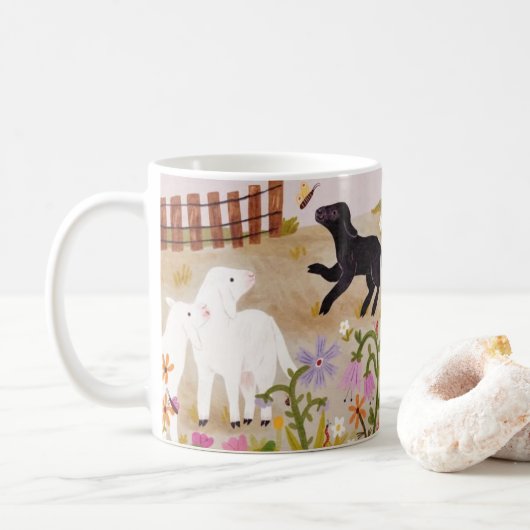 ファンタジーな農場の友達 – 遊び心あふれる動物のコーヒーマグ コーヒーマグカップ (ドーナツ)