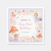 ファンタジーな野の花の妖精の1歳の誕生日 スタンダードカクテルナプキン (正面)