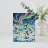 ファンタジーな面白いダンスをするペンギンたち 北極 ポストカード (スタンド正面)
