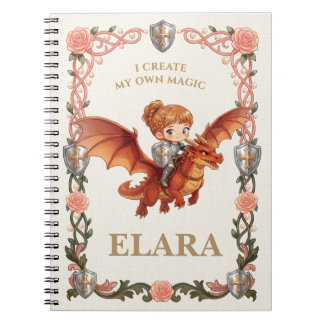 ファンタジーな騎士の女の子のドラゴンの誕生日の美学 ノートブック