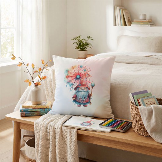 ファンタジーな魔法使いの絵本風ハロウィンインテリア クッション