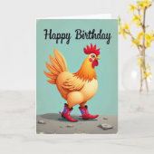ファンタジーな鳥の誕生日カード カード (黄色い花)