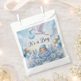 ファンタジーな「It's a Boy」コウノトリ ベビーシャワー  フェイバーバッグ