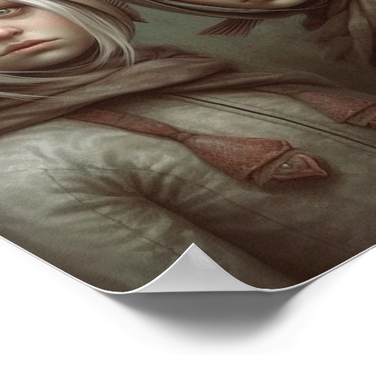 ファンタジーのおとぎ話の帽子をかぶった子供 ポスター (角)