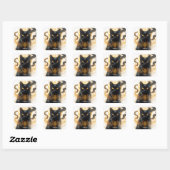 ファンタジーのかわいい猫の黒煙 スクエアシール (シート)