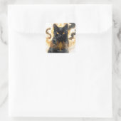 ファンタジーのかわいい猫の黒煙 スクエアシール (バッグ)