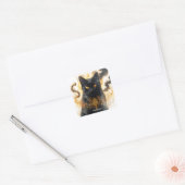 ファンタジーのかわいい猫の黒煙 スクエアシール (封筒)