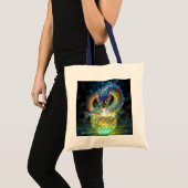 ファンタジーのかわいい緑のドラゴンの卵 トートバッグ (正面(商品))