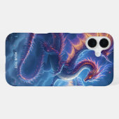 ファンタジーのかわいい青い竜の街 iPhoneケース (裏面横)