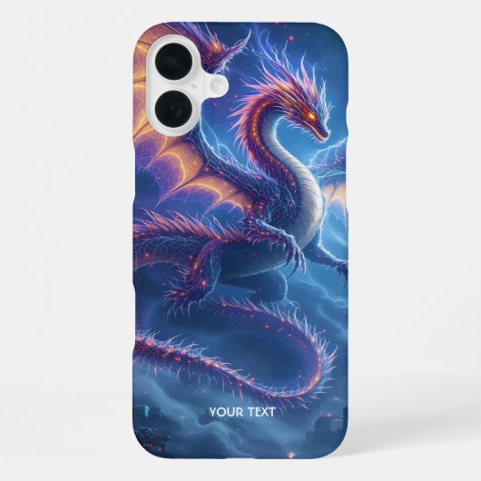 ファンタジーのかわいい青い竜の街 iPhoneケース (裏面)