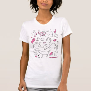 ファンタジーのアニマルプリントが付いているかわいい落書きのTシャツ Tシャツ