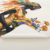 ファンタジーのアフリカの女の子イエローブルーベージュブライトアート シェルパブランケット (3/4)