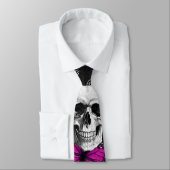 ファンタジーのスカルおよびショッキングピンクの蝶 ネクタイ (タイ)