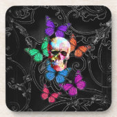 ファンタジーのスカルおよび着色された蝶 コースター (正面)