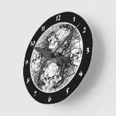 ファンタジーのスカル ラウンド壁時計 (傾斜)