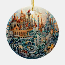 ファンタジーのステンドグラスのセラミックツリー装飾 セラミックオーナメント