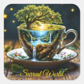 ファンタジーのチャックアップミニチュア世界の滝 スクエアシール (正面)