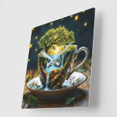 ファンタジーのチャックアップミニチュア世界の滝 スクエア壁時計 (傾斜)