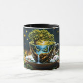 ファンタジーのチャックアップミニチュア世界の滝 マグカップ (中央)
