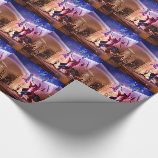 ファンタジーのピーターパンの抽象的なお祝い ラッピングペーパー (角)