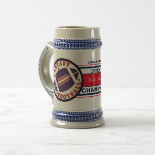 ファンタジーのフットボールのチャンピオンのトロフィ(赤くおよび青) ビールジョッキ