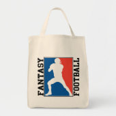 ファンタジーのフットボール、赤く白くおよび青のロゴ トートバッグ (正面)