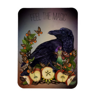 ファンタジーのフライトRaven Faery Artポストカード マグネット