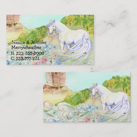 ファンタジーのユニコーンの子どもだましの日付カード コーリングカード (正面/裏面)