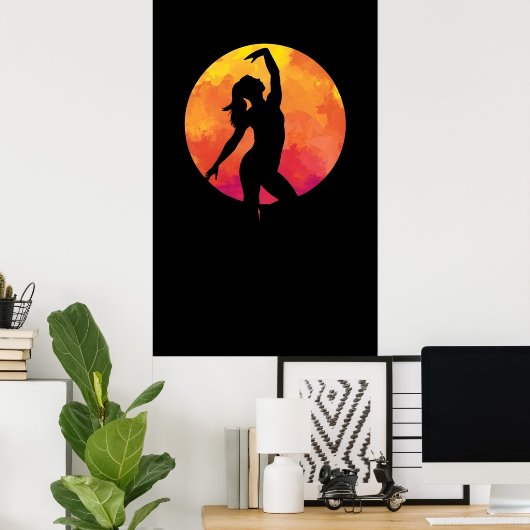 ファンタジーの下の夜の女の子踊りバレエ ポスター (ホームオフィス)