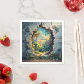 ファンタジーの世界にひびの入った壁のデザイン スタンダードカクテルナプキン (インサイチュ)