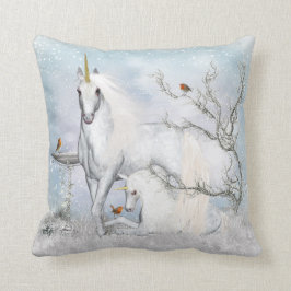 ファンタジーの冬のユニコーンの装飾用クッション- Cussion クッション