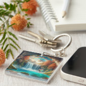 ファンタジーの囁き:秋の一角獣 キーホルダー (正面右)