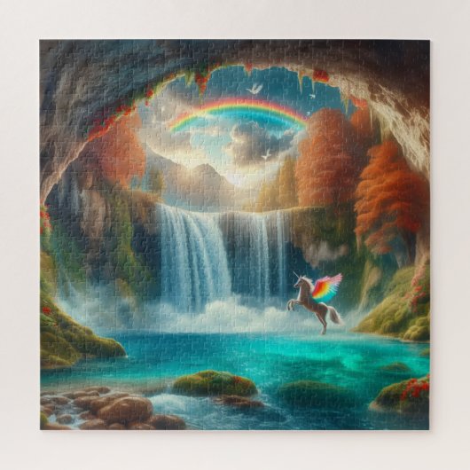 ファンタジーの囁き：秋の一角獣 ジグソーパズル (縦)