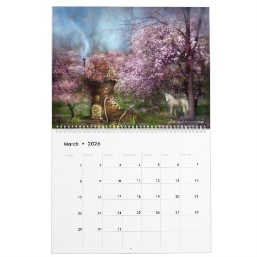 ファンタジーの場所の芸術のカレンダー カレンダー (3月 2026)