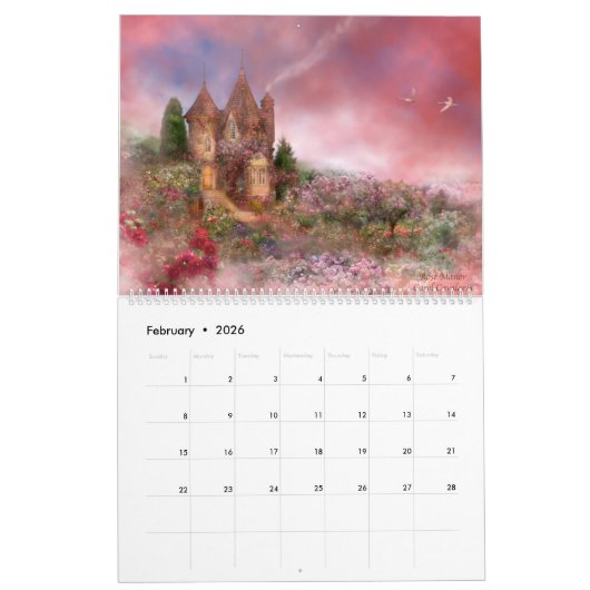ファンタジーの場所の芸術のカレンダー カレンダー (2月 2026)