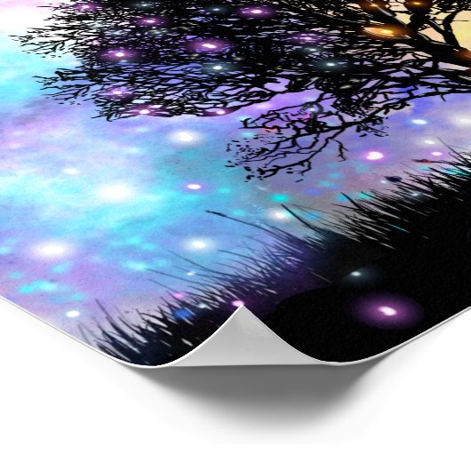 ファンタジーの夕日と虹の色 ポスター (角)