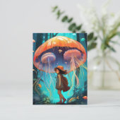 ファンタジーの女の子がクラゲの森 ポストカード (スタンド正面)