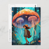 ファンタジーの女の子がクラゲの森 ポストカード (正面/裏面)