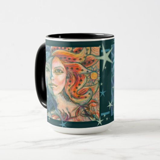 ファンタジーの女神マグカップと月の日と星 マグカップ (正面左)