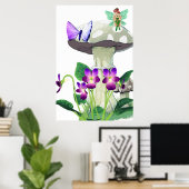 ファンタジーの妖精がキノコのポスターに座る ポスター (ホームオフィス)