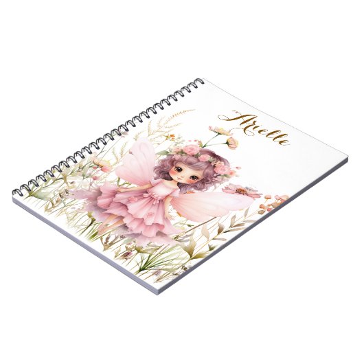 ファンタジーの妖精のワイルドフラワーパステル ノートブック (左側)