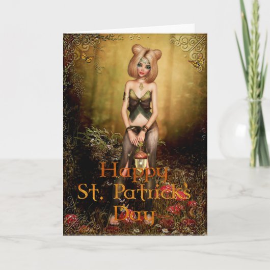 ファンタジーの妖精の森の聖パトリックの日のカード カード (正面)