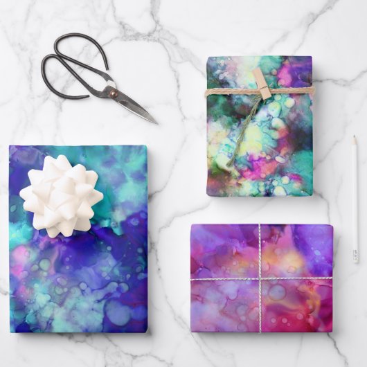 ファンタジーの数々の水色： ラッピングペーパーシート (正面)