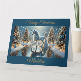 ファンタジーの木々が輝くユニコーン カード